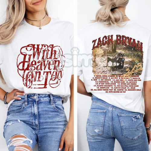 "With Heaven On Top" ZB Inspired T-Shirt - Americana Country Music Fan Gift, Vintage Folk Rock Graphic Tee, Heavyweight Music Lyric Apparel, Zach Bryan Aesthetic Streetwear